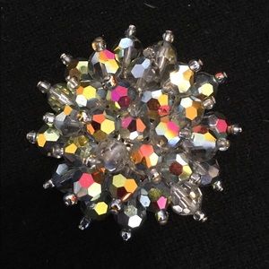 Vintage Multi Color/ Glass-Stone Metal Broach